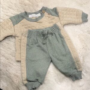 Rachel Zoe Kids Quilted Cream and Gray Jogger Set
